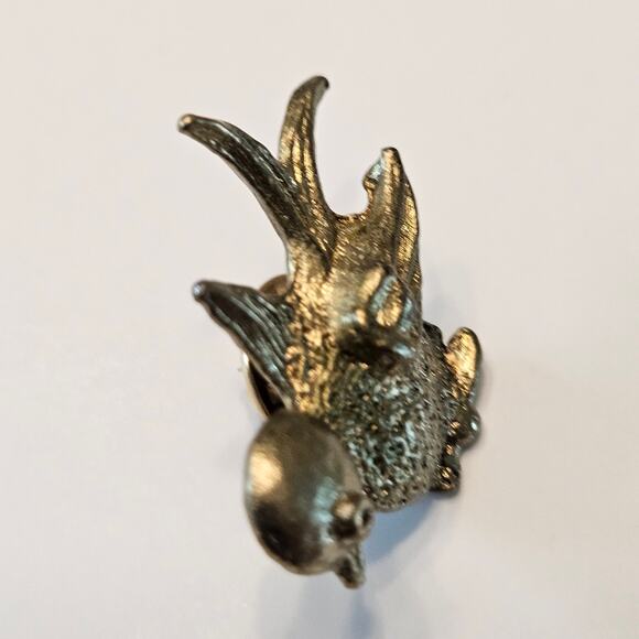 Vintage Bird Pair: Gold Toned Swan with Green Eye and Pheasant in Flight - Picture 3 of 16